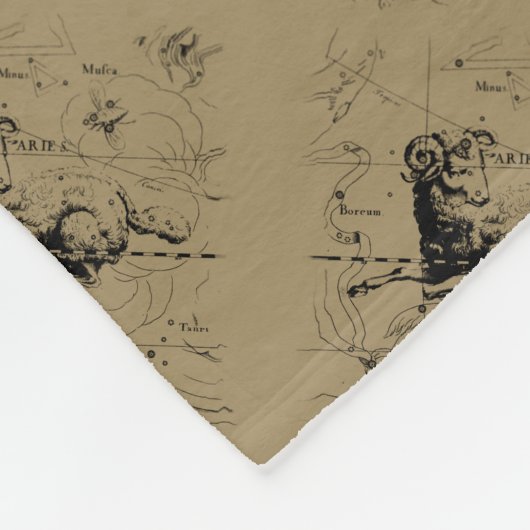 Aries Constellation Map Engraving by Hevelius Fleece Deken (Hoek)