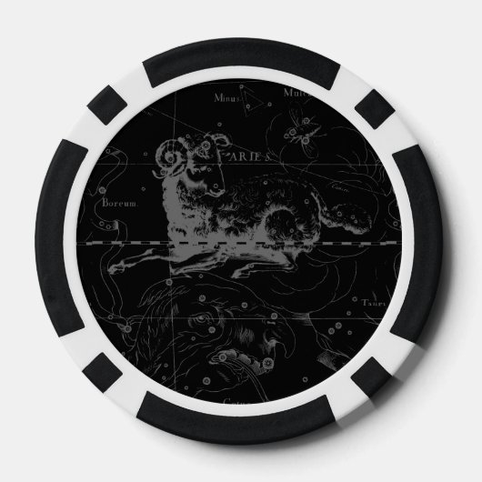 Aries Constellation Map Engraving by Hevelius Pokerchips (Achterkant)