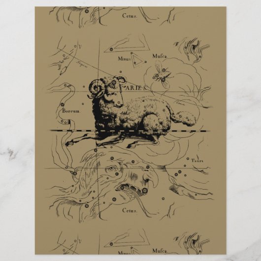 Aries Constellation Map Hevelius 1690 (Voorkant)