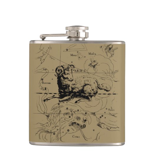 Aries Constellation Map Hevelius 1690 Heupfles (Voorkant)