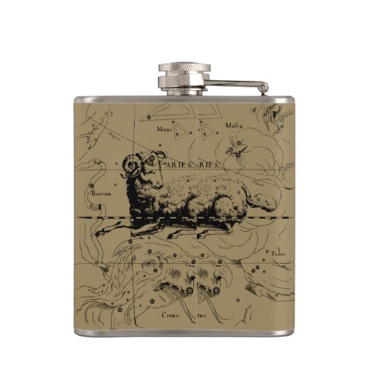 Aries Constellation Map Hevelius 1690 Heupfles (Achterkant)