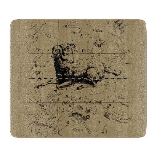 Aries Constellation Map Hevelius 1690 Snijplank (Voorkant)