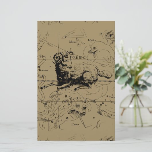 Aries Constellation Map Hevelius circa 1690 Briefpapier (Staand voorkant)