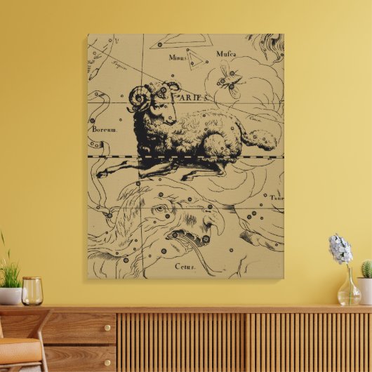 Aries Constellation Map Hevelius circa 1690 Canvas Afdruk (Insitu (Woonkamer))