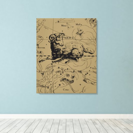 Aries Constellation Map Hevelius circa 1690 Canvas Afdruk (Insitu (Houten vloer))