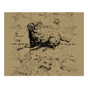 Aries Constellation Map Hevelius circa 1690 Foto Afdruk