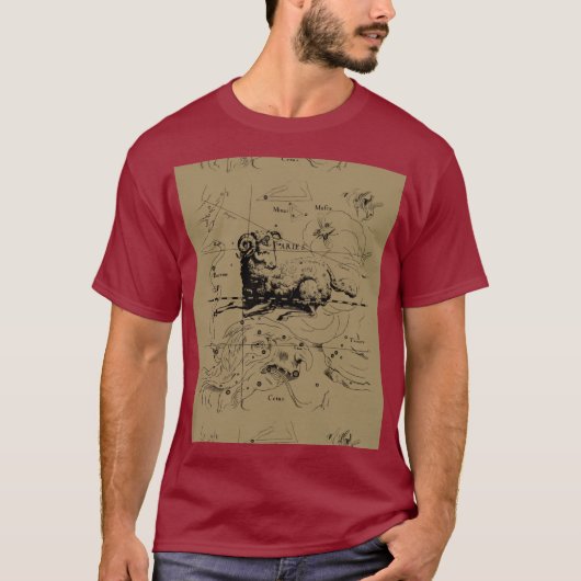 Aries Constellation Map Hevelius circa 1690 T-shirt (Voorkant)