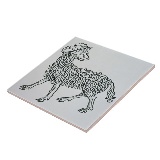 Aries (de Ram) een illustratie uit het 'Poeticon' Tegeltje (Zijkant)