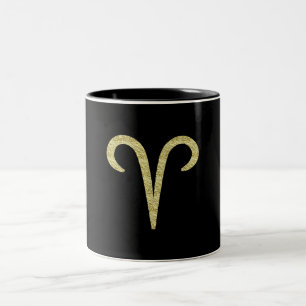 ARIËS De Ram Goud Crinkle Vuurteken Astrologie Tweekleurige Koffiemok