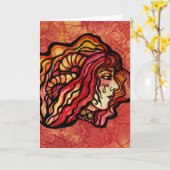 Aries de Ram Red Fire Didiac verjaardaggodin Kaart (Gele Bloem)