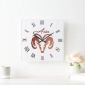 Aries de ringdierentuin vierkante klok (Huis)