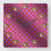 Aries & Earth Boar Vierkante Klok (Voorkant)