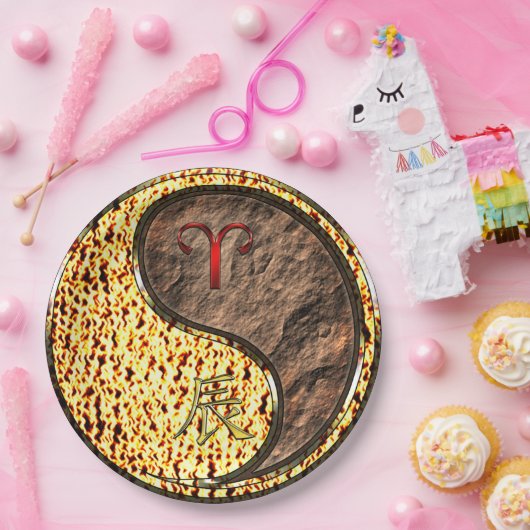 Aries & Earth Dragon Papieren Bordje (Feest)