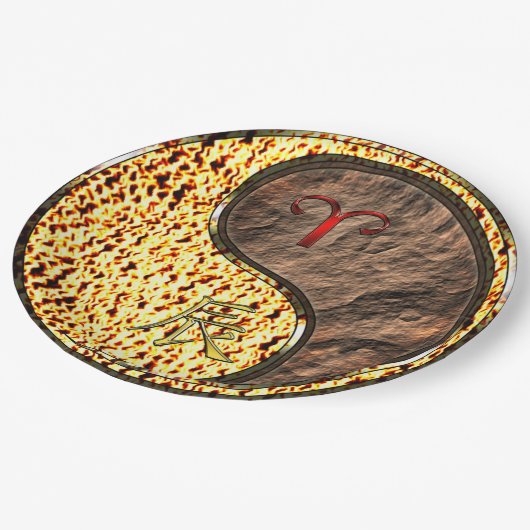 Aries & Earth Dragon Papieren Bordje (Gekanteld)