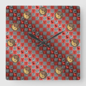 Aries & Earth Rabbit Vierkante Klok (Voorkant)