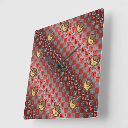 Aries & Earth Rabbit Vierkante Klok (Hoek)