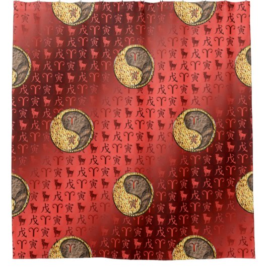 Aries & Earth Tiger Douchegordijn (Voorkant)