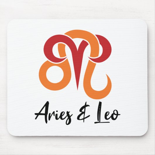 Aries en Leo Zodiac Couples Horoscope Muismat (Voorkant)