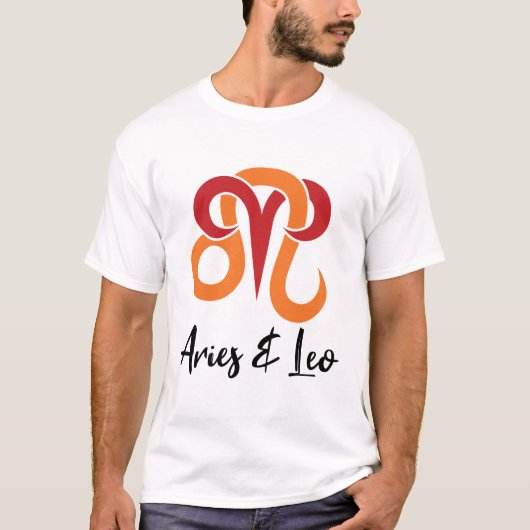Aries en Leo Zodiac Couples Horoscope T-shirt (Voorkant)