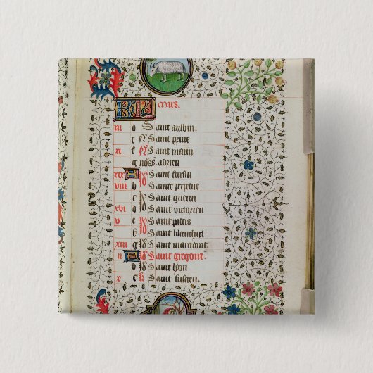 Aries en man vierkante button 5,1 cm (Voorkant)