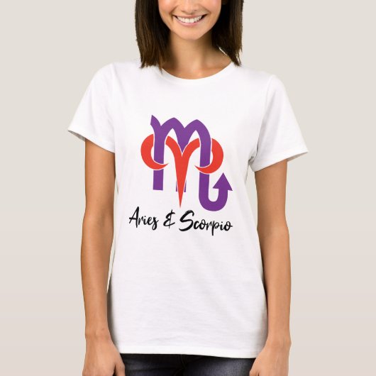 Aries en Scorpio Couples Horoscope Zodiac T-shirt (Voorkant)