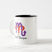 Aries en Scorpio Couples Horoscope Zodiac Tweekleurige Koffiemok (Voorkant links)
