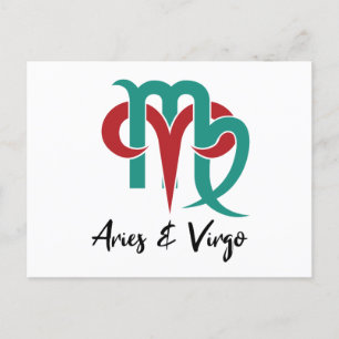 Aries en Virgo Zodiac Couple Horoscope Briefkaart
