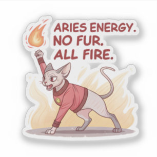 Aries Energie Sphynx Kat Geen Vacht Alle Vuur Kuns Sticker