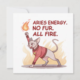 Aries Energy Sphynx Cat Fire Illustration Feestdagenkaart