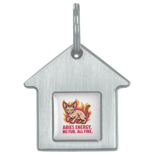 Aries Energy Sphynx Cat Fire Illustration Huisdieren Naamplaatje (Voorkant)