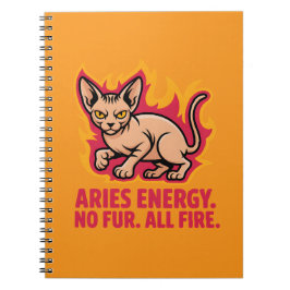 Aries Energy Sphynx Cat Fire Illustration Notitieboek