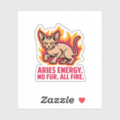 Aries Energy Sphynx Cat Fire Illustration Sticker (Vel)