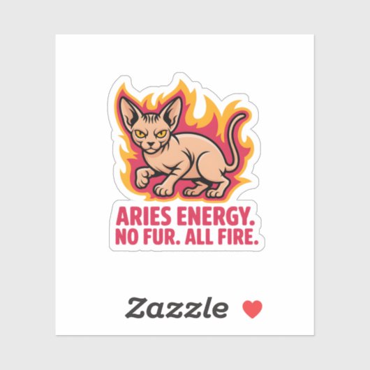 Aries Energy Sphynx Cat Fire Illustration Sticker (Vel)