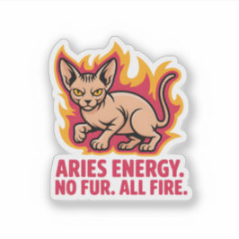 Aries Energy Sphynx Cat Fire Illustration Sticker