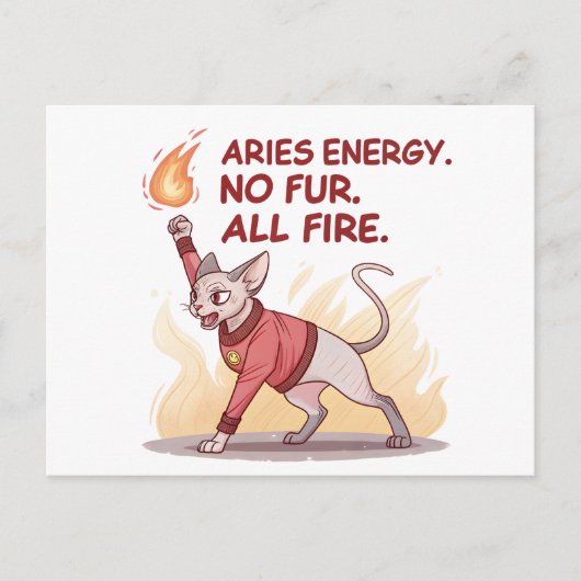 Aries Energy Sphynx Cat No Fur All Fire Art Feestdagenkaart (Voorkant)