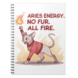 Aries Energy Sphynx Cat No Fur All Fire Art Notitieboek