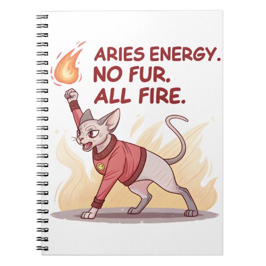 Aries Energy Sphynx Cat No Fur All Fire Art Notitieboek (Voorkant)