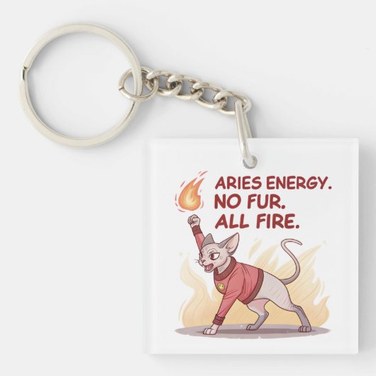 Aries Energy Sphynx Cat No Fur All Fire Art Sleutelhanger (voorkant)
