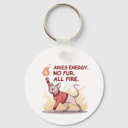 Aries Energy Sphynx Cat No Fur All Fire Art Sleutelhanger (Voorkant)
