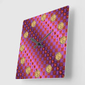 Aries & Fire Boar Vierkante Klok (Hoek)