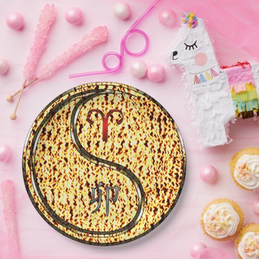 Aries & Fire Rabbit Papieren Bordje (Feest)