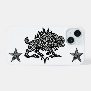 Aries Fire‑Ram – Keltische gehaaste inktzodiak iPhone 15 Case