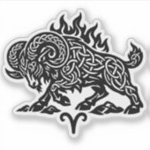 Aries Fire‑Ram – Keltische gehaaste inktzodiak Sticker (Voorkant)