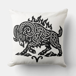 Aries Fire‑Ram – Keltische Geheime Inkt Zodiac Kussen