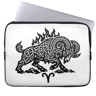 Aries Fire‑Ram – Keltische Geheime Inkt Zodiac Laptop Sleeve