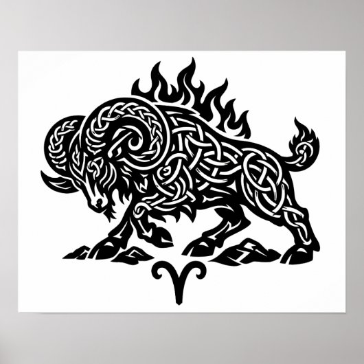 Aries Fire‑Ram – Keltische Geheime Inkt Zodiac Poster (Voorkant)