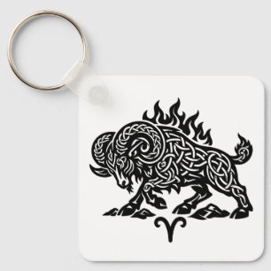 Aries Fire‑Ram – Keltische Geheime Inkt Zodiac Sleutelhanger