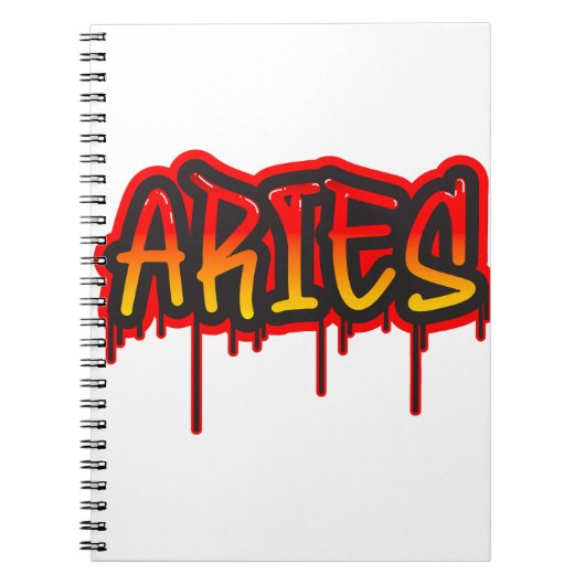 ARIES Fire Sign Driving Word Art Spray Paint Notitieboek (Voorkant)