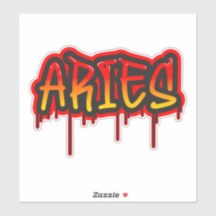ARIES Fire Sign Driving Word Art Spray Paint Sticker