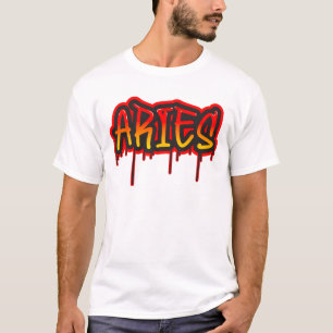 ARIES Fire Sign Driving Word Art Spray Paint T-shirt